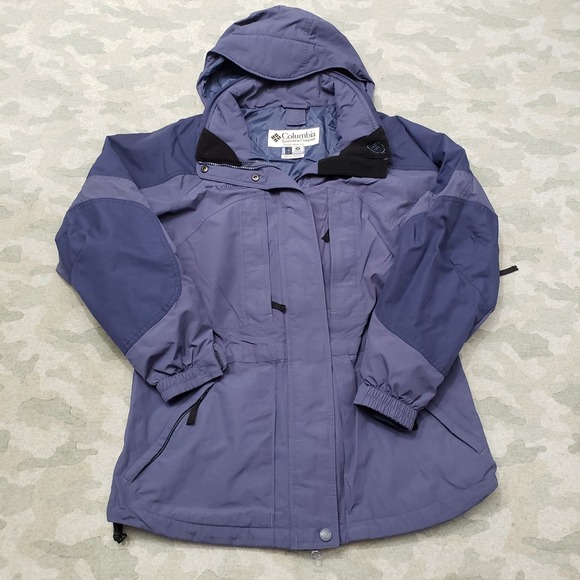 Columbia Jacket Mens Medium Blue Interchange Full Zip Snap Hooded - Picture 1 of 11